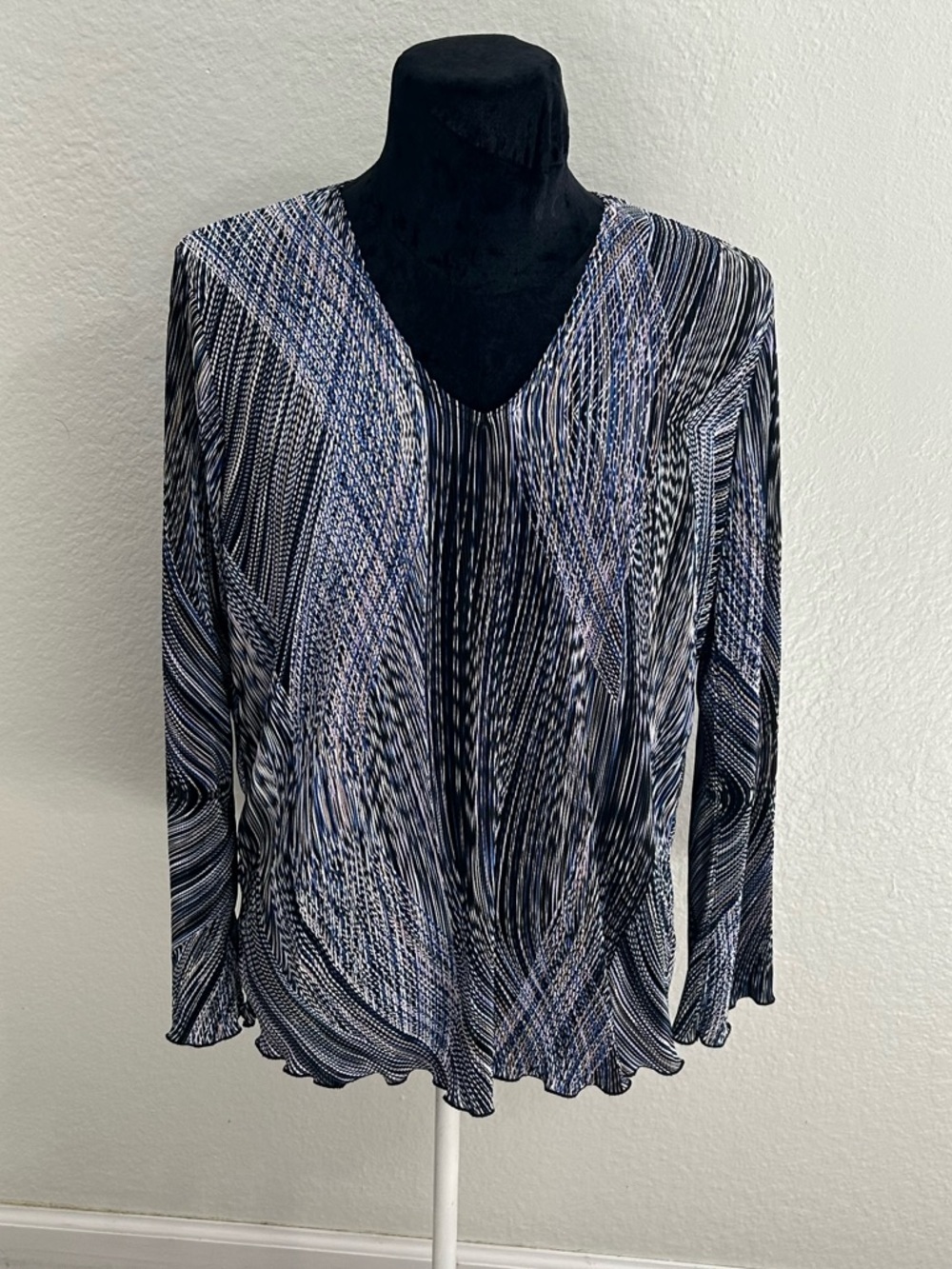 Plisse Abstract Pleated Blouse Size Large